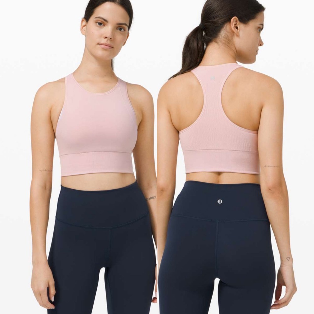 Lululemon Womens Sports Bra 8 Ebb to Train Porcelain Pink High Neck Racerback